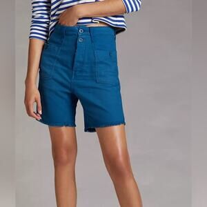 Pilcro Anthropologie long length high rise beachy slouchy surplus shorts